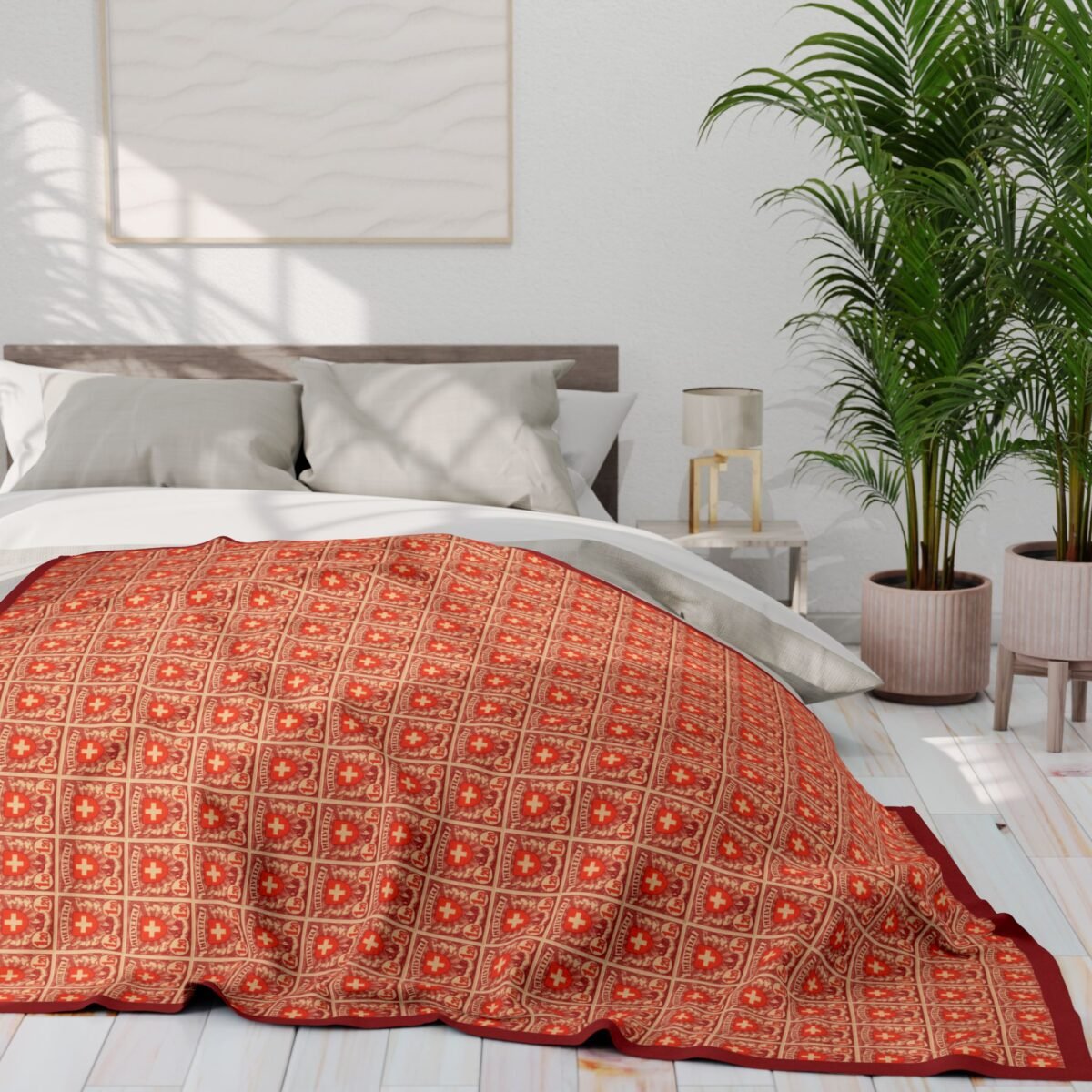 Vintage Red Swiss Crest Blanket